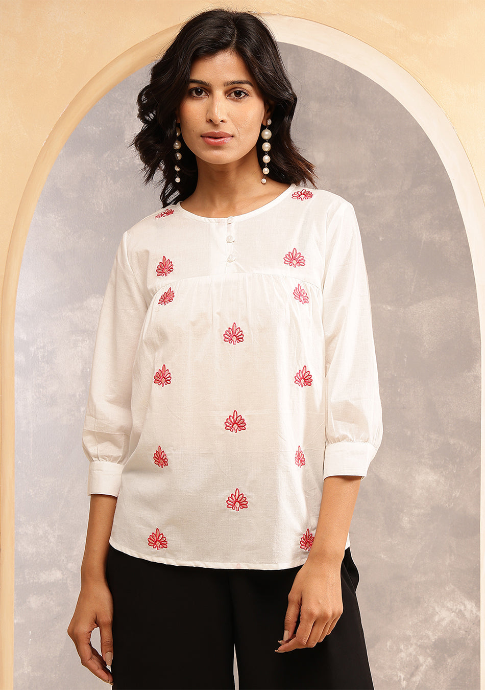Red Floral Pop Top