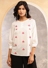 Red Floral Pop Top