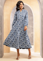 Indigo Meadow Flared Dress