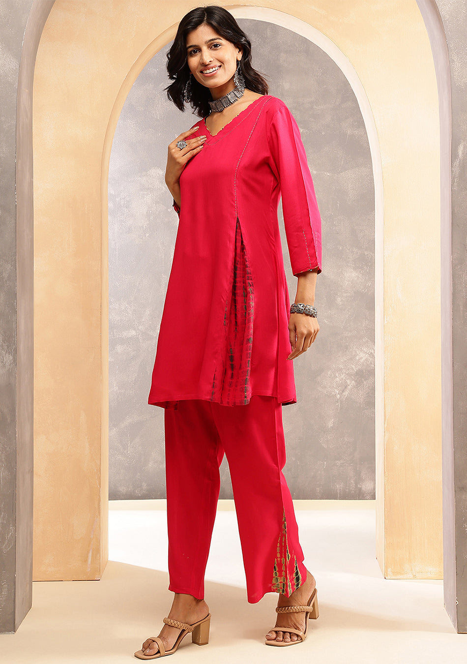 Ammanya Magenta Shibori Split Co-ord Set