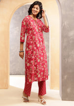 Crimson Printed Suit Set