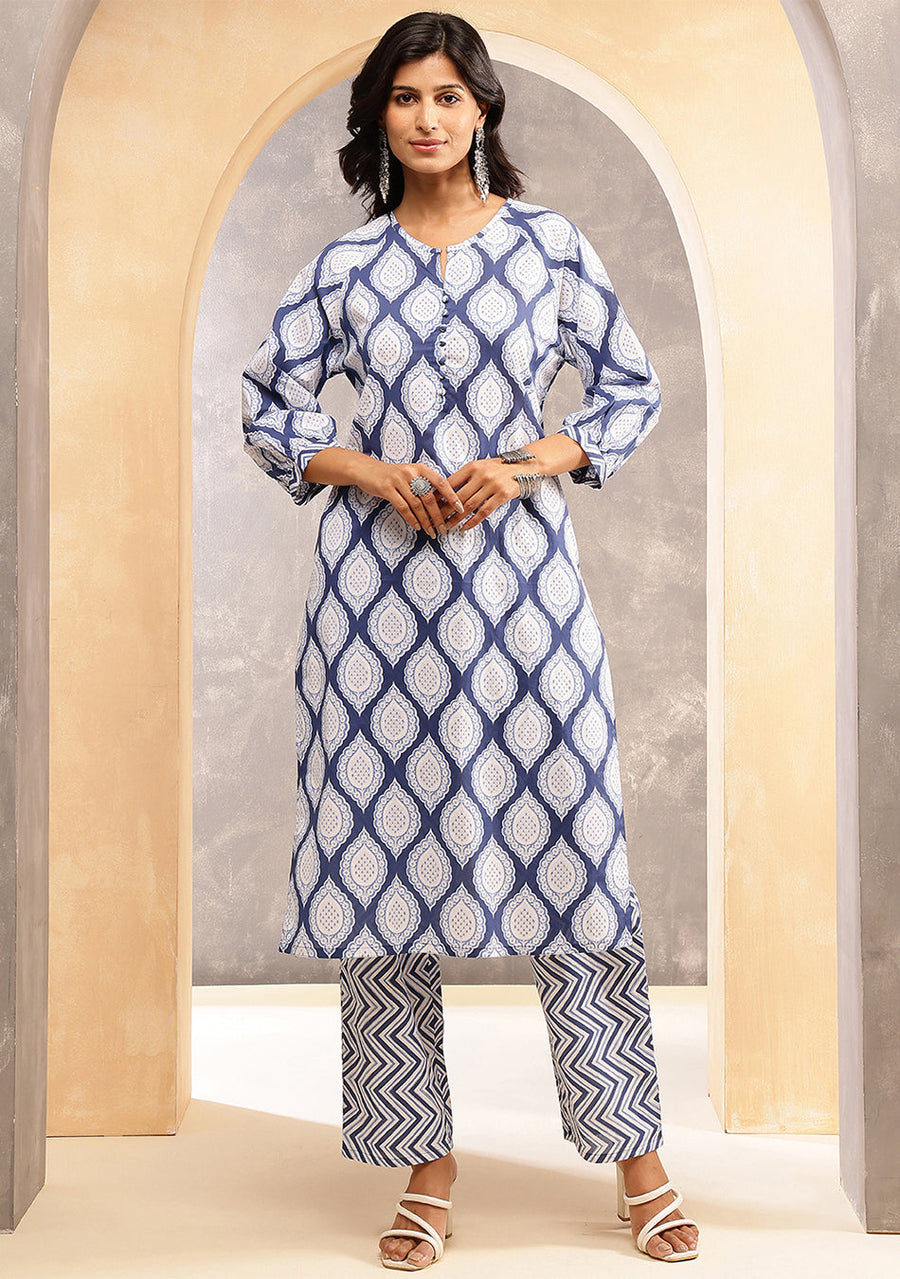 Navy Ripple Kurta Set