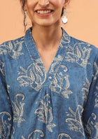 Indigo Grace Pleated Top