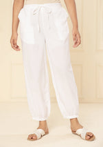 WHITE EMBROIDERED LACE CUFF PANT