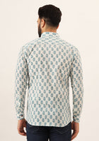 White Floral Print Pure Cotton Regular Fit Casual Shirt