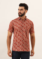 Maroon Paisley Print Pure Cotton Regular Fit Casual Shirt