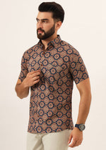 MultiColor Geometric Pure Cotton Regular Fit Casual Mem's Shirt
