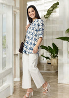 Indigo Lattice Top