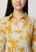 Yellow Botanical Tiered Dress
