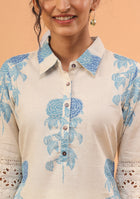 Blue floral Cotton Flex Kurta