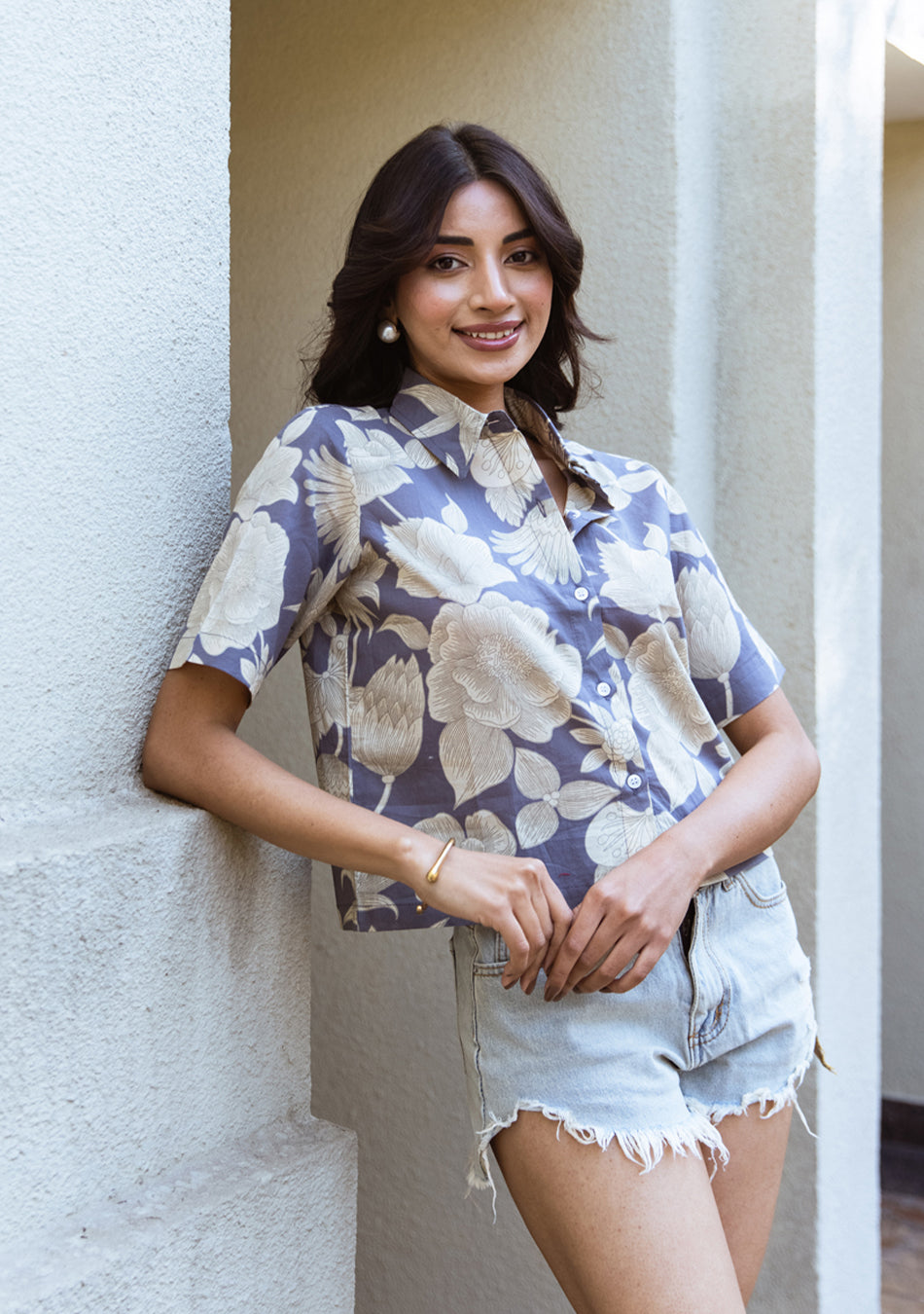 Ammanya Cerulean Bloom Top