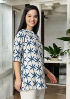 Indigo Lattice Top