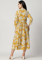 Yellow Botanical Tiered Dress