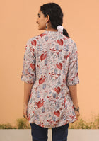 Beige Floral A-Line Top