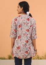 Beige Floral A-Line Top