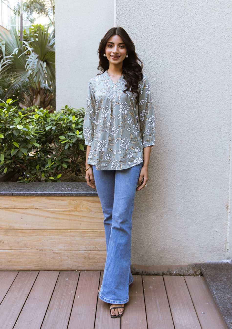 Ammanya OLIVE GRACE PLEATED TOP