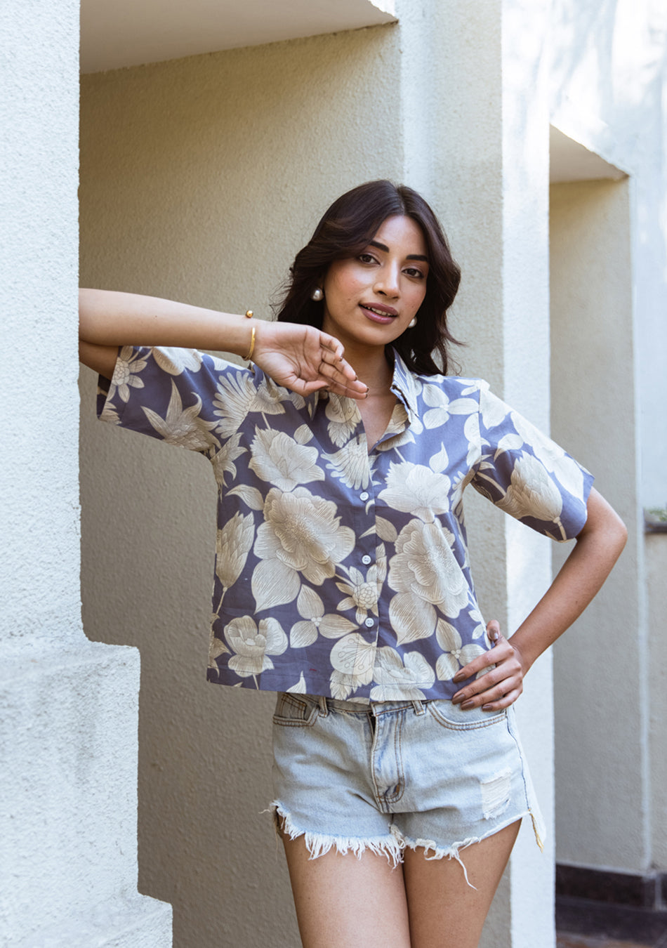 Ammanya Cerulean Bloom Top