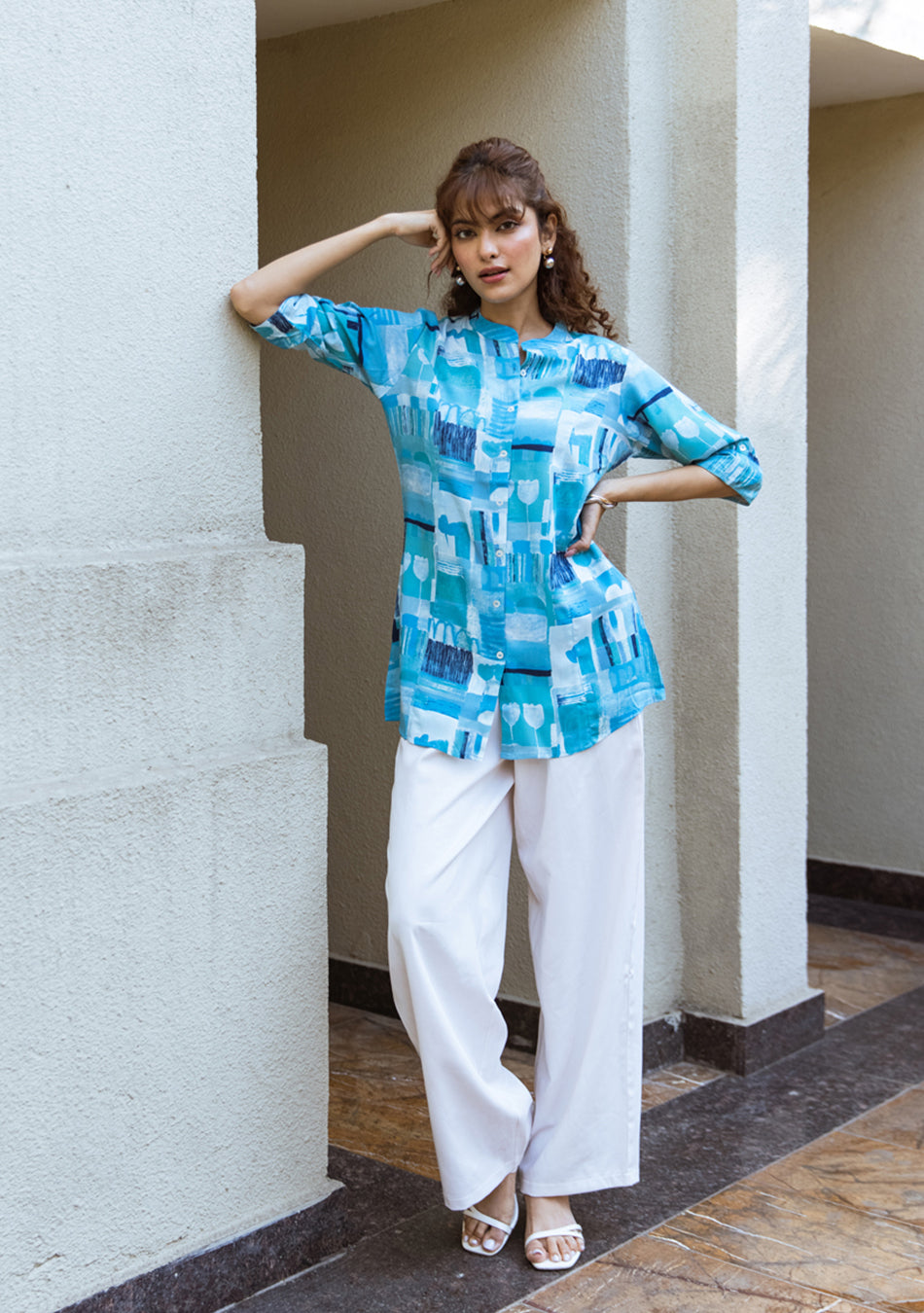 Ammanya Cerulean Mosaic Top