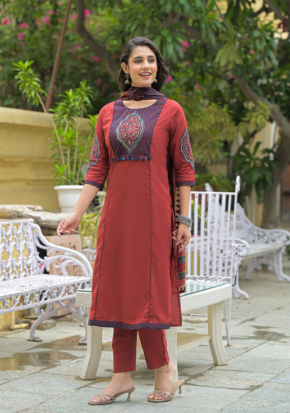 Rust Mehreen Printed Flex Suit Set