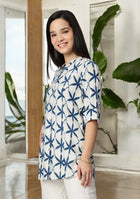 Indigo Lattice Top