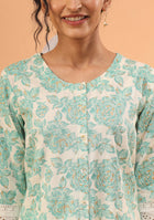 Teal Floral A-Line Flex Kurta