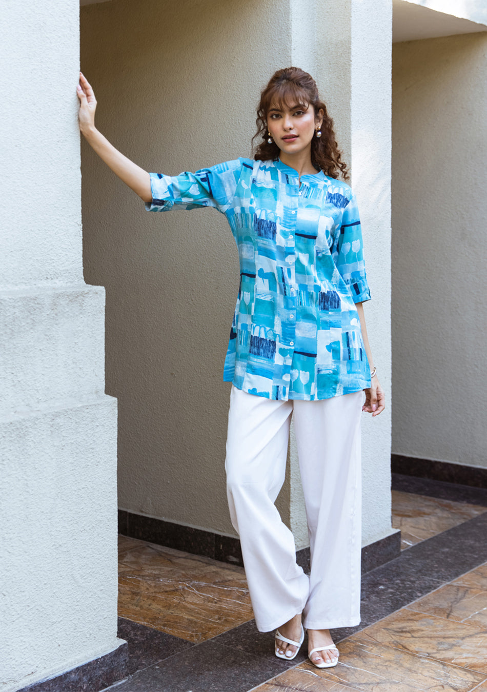 Ammanya Cerulean Mosaic Top