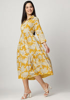 Yellow Botanical Tiered Dress