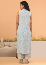Baby Blue floral A-Line Kurta Set