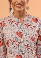 Beige Floral A-Line Top