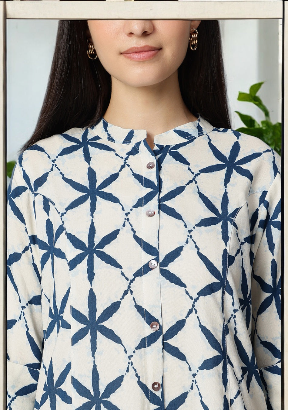 Indigo Lattice Top