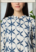 Indigo Lattice Top