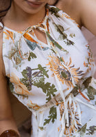 IVORY BOTANICAL HALTER MAXI DRESS