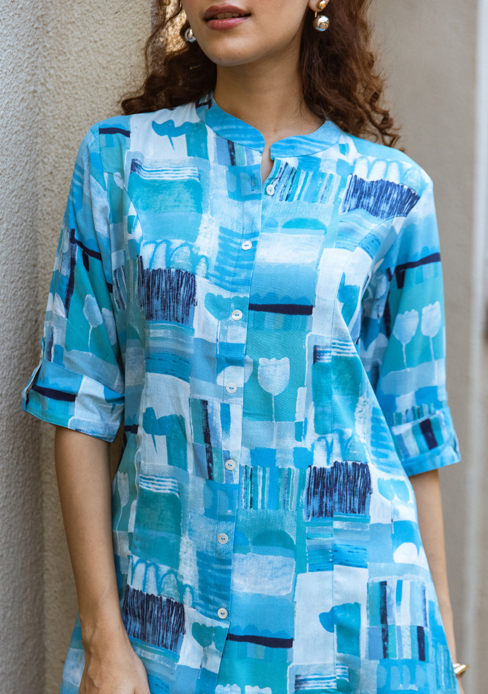 Ammanya Cerulean Mosaic Top