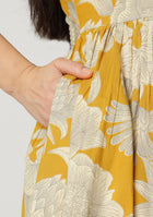 Yellow Botanical Tiered Dress