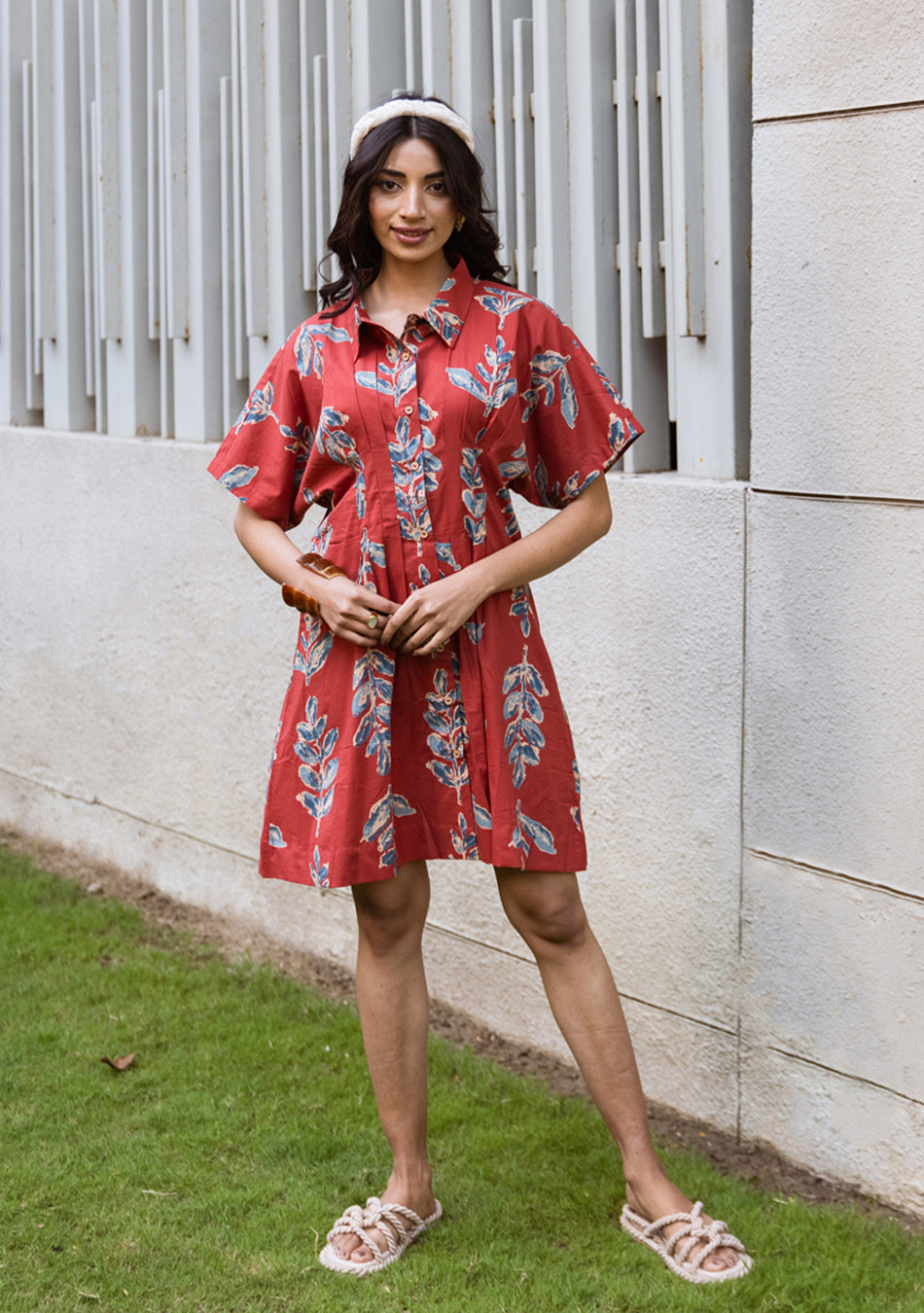 Ammanya Crimson Leafy Dress