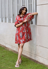 Crimson Leafy Dress