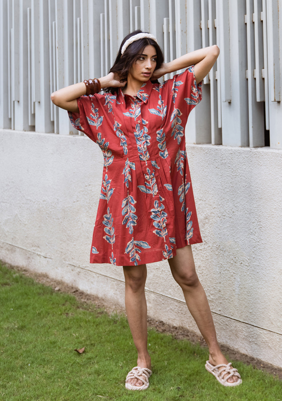 Ammanya Crimson Leafy Dress