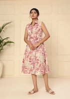 Blush Blossom Floral Print A-Line Midi Dress