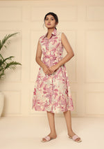 Blush Blossom Floral Print A-Line Midi Dress