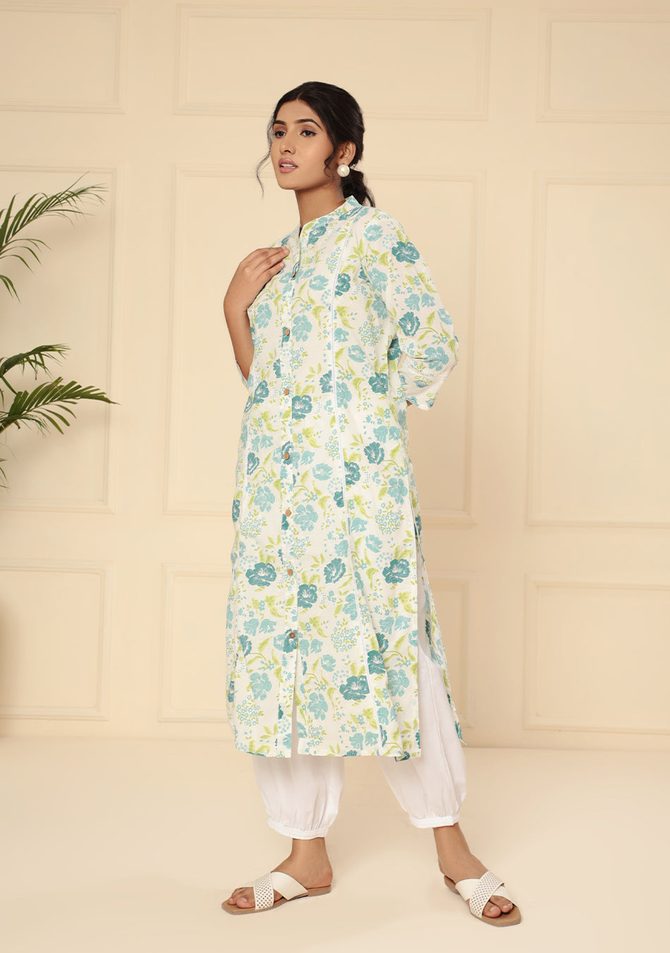 Ammanya PASTEL GREEN Floral Printed A-Line Kurta