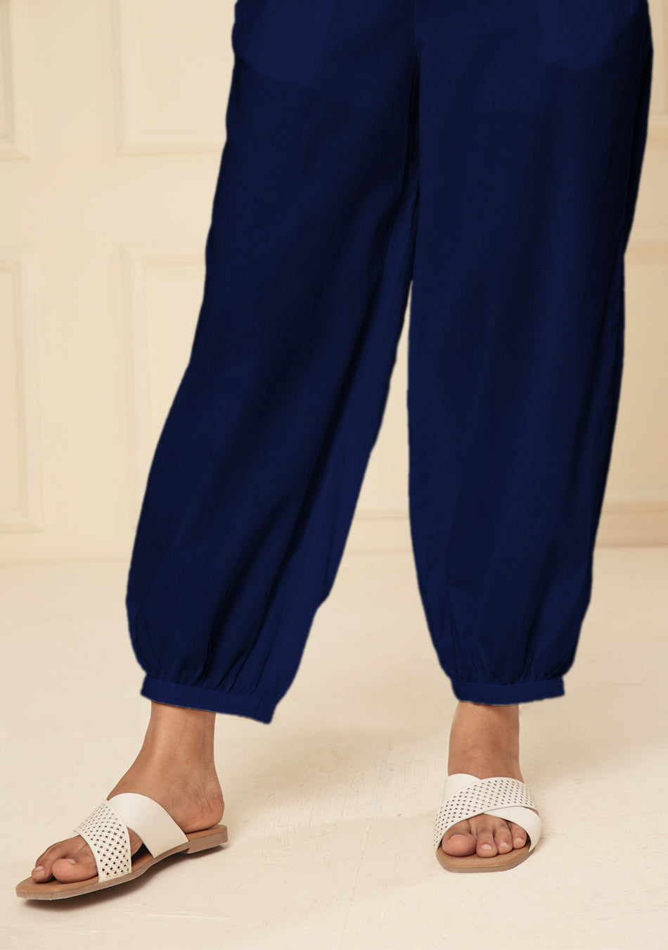 Ammanya ROYAL BLUE EMBROIDERED LACE CUFF PANT