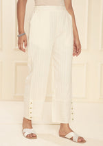 WHITE DOBBY PANT WITH LINING