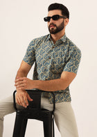 Beige Paisley Print Pure Cotton Regular Fit Casual Shirt
