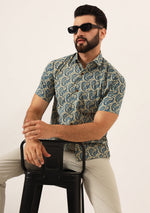 Beige Paisley Print Pure Cotton Regular Fit Casual Shirt