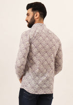 Lavender Geometric Pure Cotton Regular Fit Casual Shirt
