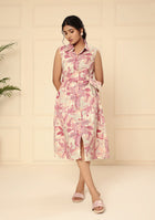 Blush Blossom Floral Print A-Line Midi Dress