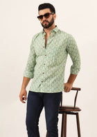Green Paisley Print Pure Cotton Regular Fit Casual Shirt