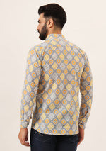 Purple Geometric Pure Cotton Regular Fit Casual Shirt