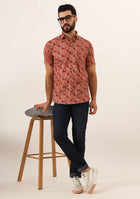 Maroon Paisley Print Pure Cotton Regular Fit Casual Shirt