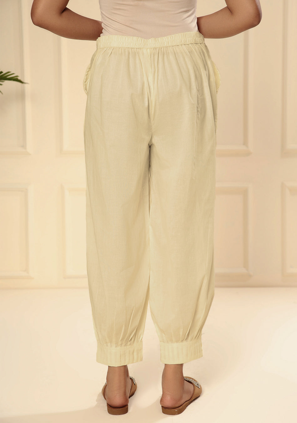 Ammanya BEIGE AFGHANI PANT WITH PINTEX